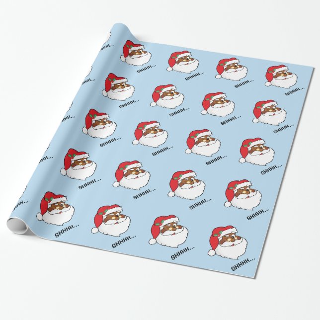 Papier Cadeau Cligner de l'oeil Père Noël noir gardant des (Déroulé)