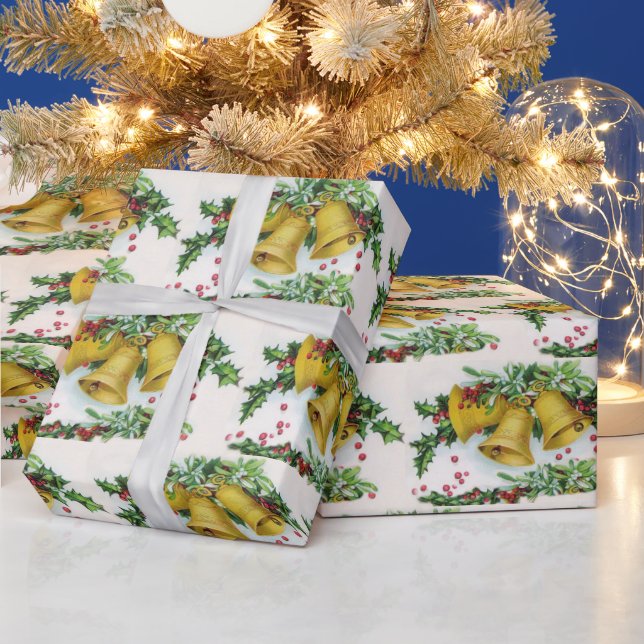 Papier Cadeau Cloches de Noël vintage carrelées (Vacances)