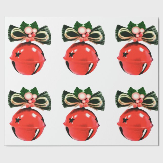 Papier Cadeau Cloches, Holly Et Bows Enveloppant Du Papier (Plat)