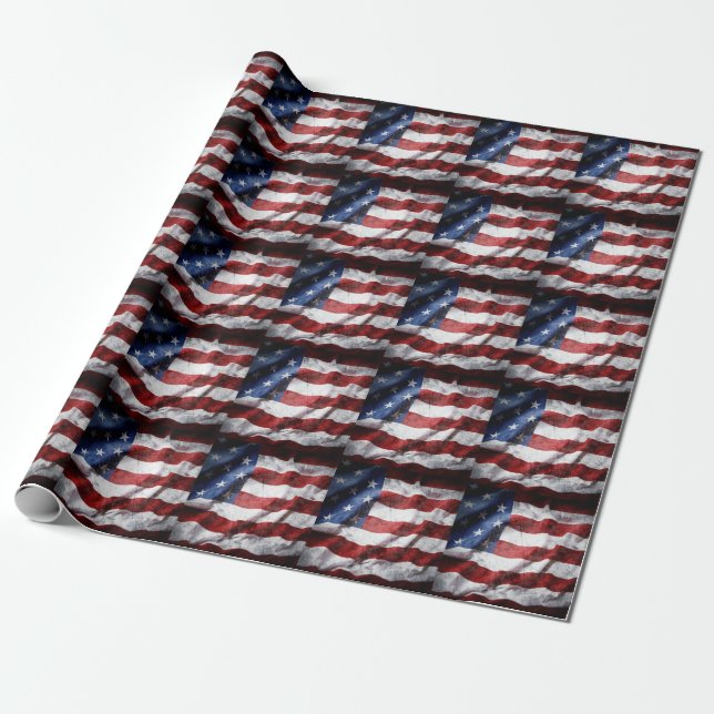 Papier Cadeau Closeup gronge le drapeau américain. (Déroulé)