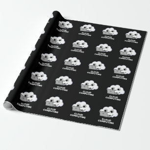 Papier Cadeau Cloud Computing Ordinateur Météo Pun Dark BG