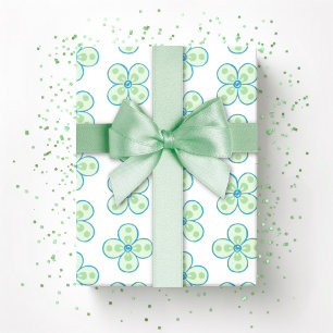 Papier Cadeau Clover Marocain Quatrefeuilles en Vert et Aqua