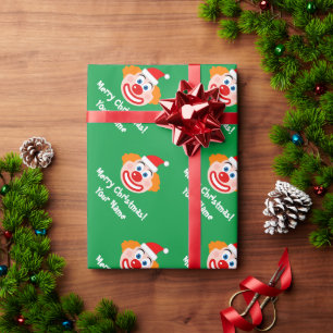 Papier Cadeau Clown de cirque drôle avec chapeau de Père Noël