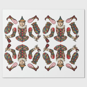 Papier Cadeau Clown de cirque vintage Jester garçon papier poupé