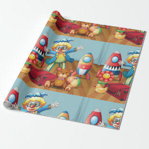 Papier Cadeau Clown et papier d'emballage de jouets