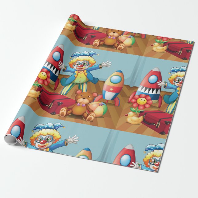 Papier Cadeau Clown et papier d'emballage de jouets (Déroulé)