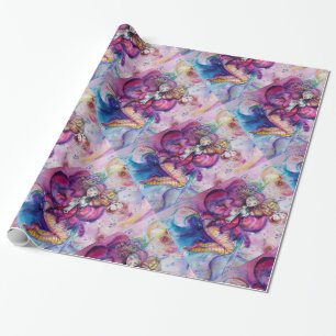 PAPIER CADEAU CLOWN ROSE MUSICAL AVEC HIBOU