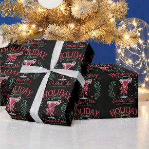 Papier Cadeau Club de cocktail Esprit des Fêtes Soirée de Noël