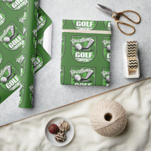 Papier Cadeau Club de golf NOM Pro Golfeur Joueur Personnalisé