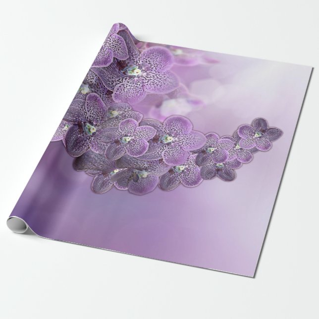 Papier Cadeau Clutch d'orchidées violettes florissantes (Déroulé)