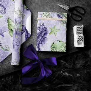 Papier Cadeau Coastal Chic Parti vert pourpre et citron vert