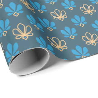 Papier cadeau Cobalt bleu et or fleur - Majestic