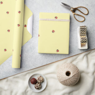 Papier Cadeau Coccinelle jaune adorable