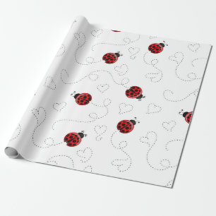Papier Cadeau Coccinelle Rouge Coléoptère Insecte Amoureux Cœurs