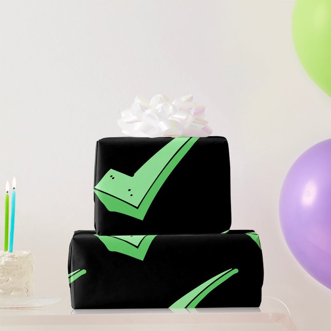 Papier Cadeau Coche Vert Symbole de Validation (Créateur téléchargé)