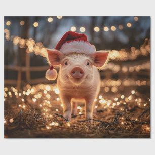 Papier Cadeau Cochon dans un artisanat du chapeau de Père Noël