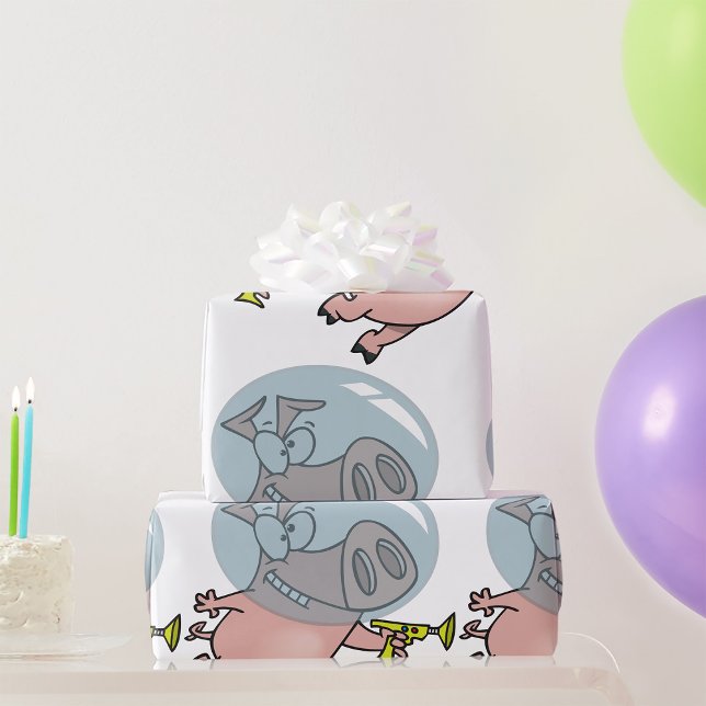 Papier Cadeau Cochon de l'espace avec un pistolet à rayon astron (Créateur téléchargé)