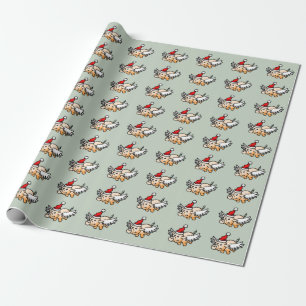 Papier Cadeau Cochon de Noël volant