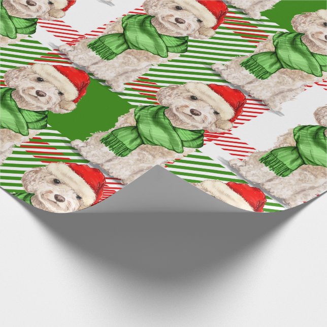 Papier Cadeau Cockapou de champagne et vacances de Noël en plast (Coin)