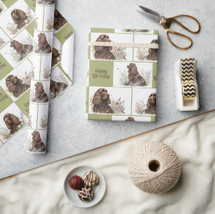 Papier Cadeau Cocker au chocolat espagnol Anniversaire