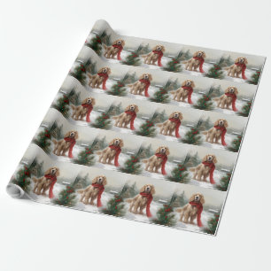 Papier Cadeau Cocker Spaniel Chien dans Noël de neige