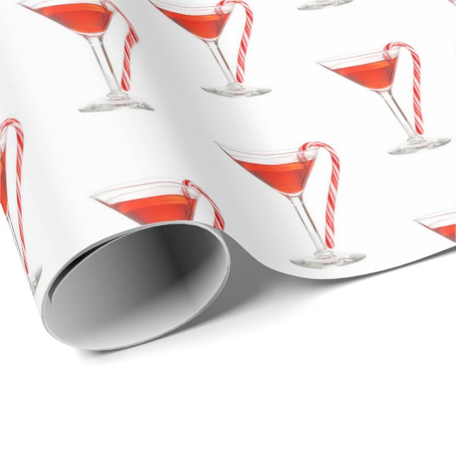 Papier Cadeau Cocktail de Noël rouge Papier d'enveloppement de N (Coin rond)