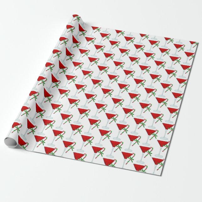 Papier Cadeau Cocktail Martini de Noël avec sucre de canne (Déroulé)