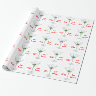 Papier Cadeau Cocktail olive en verre de Martini de joyeux