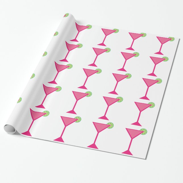 Papier Cadeau Cocktail rose avec chaux (Déroulé)