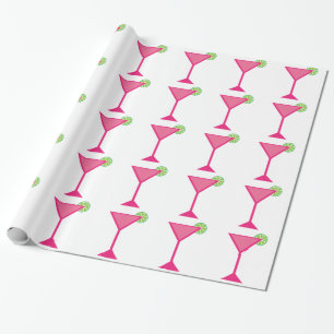Papier Cadeau Cocktail rose avec la chaux