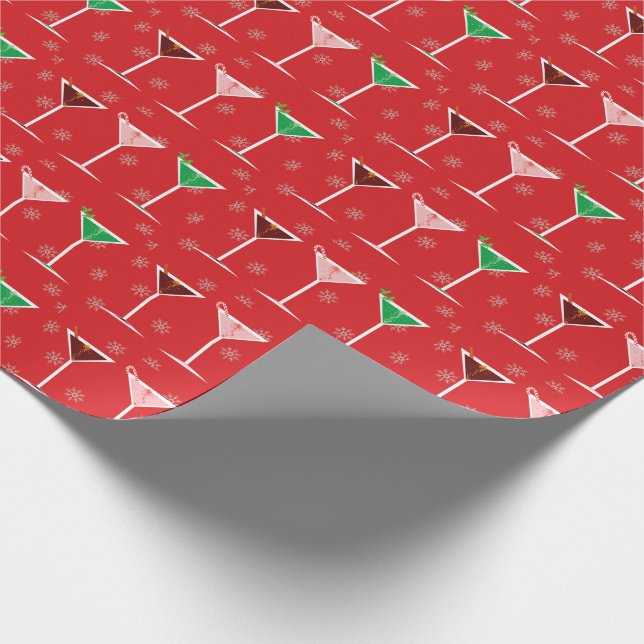 Papier Cadeau Cocktails de Noël Papier d'enveloppement de Noël (Coin)