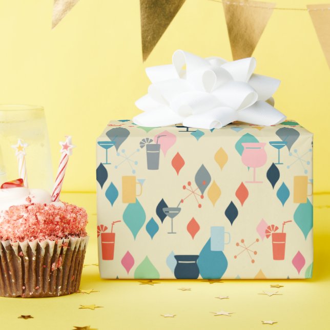 Papier Cadeau Cocktails modernes du milieu du siècle (Fête d'anniversaire)