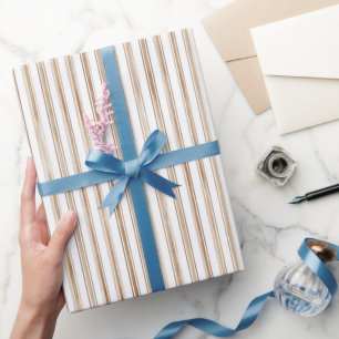 Papier Cadeau Cocoa Bow Marron Crème Rayures Enterrement de Vie