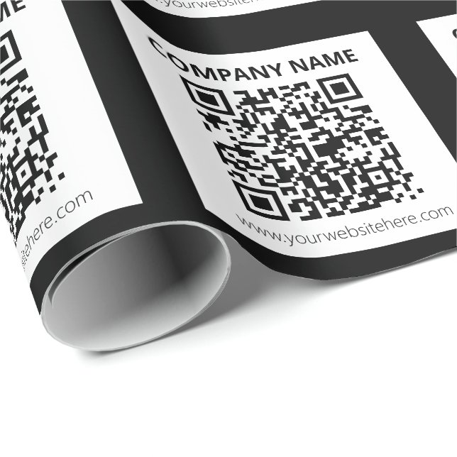 Papier Cadeau Code QR éditable et design simple personnalisable (Coin rond)