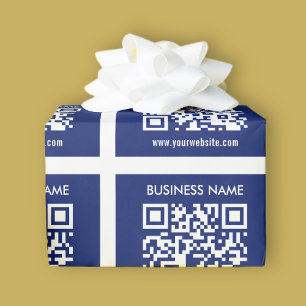 Papier Cadeau Code QR modifiable (généré instantanément)   bleu 