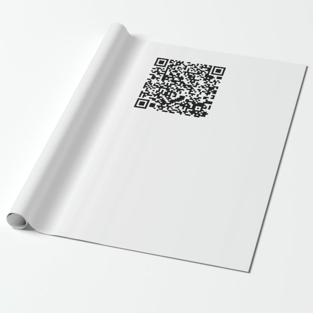 Papier Cadeau Code QR personnalisable Noir & Blanc Abstrait Geek (Déroulé)