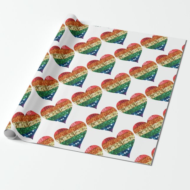 Papier Cadeau coeur arc-en-ciel lgbt (Déroulé)
