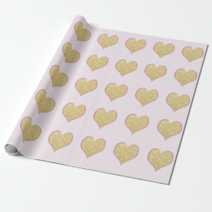 Papier Cadeau coeur clair simple élégant de rose de parties