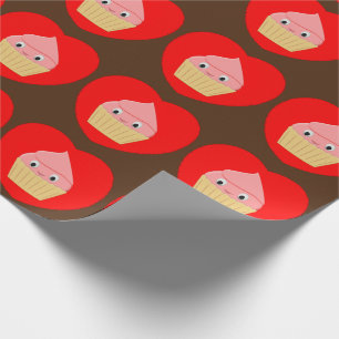 Papier Cadeau Coeur de cupcake à la fraise de caramel mignon sur