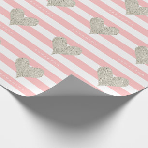 Papier Cadeau Coeur de Parties scintillant argenté