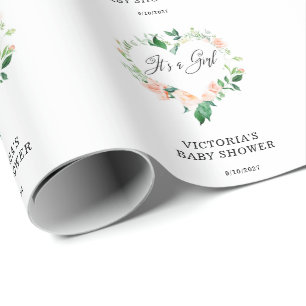 Papier Cadeau Coeur floral rose
