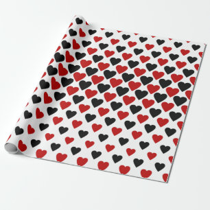 Papier Cadeau Coeur noir et rouge Valentine