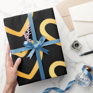 Papier Cadeau Coeur or sur arrière - plan noir