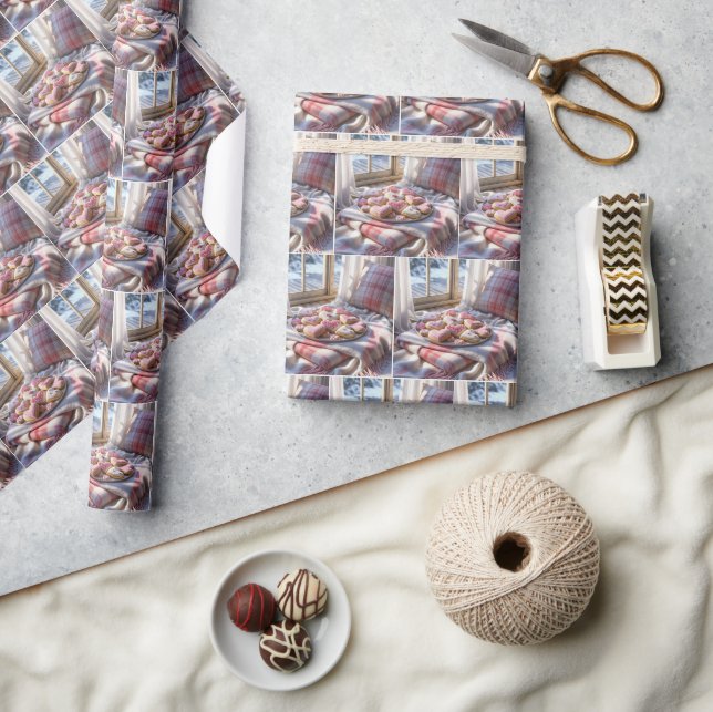 Papier Cadeau Coeur sur une couverture plate (Artisanat)