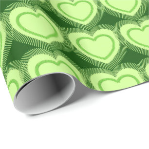 Papier Cadeau Coeurs Abstraits modernes - Vert citron vert