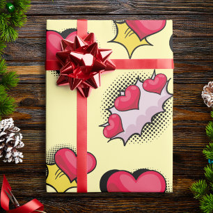 Papier cadeau coeurs Amour Pop Art Mignon