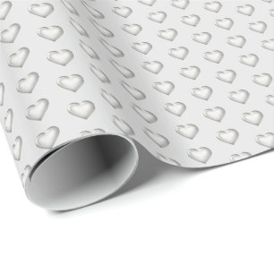 Papier Cadeau Coeurs argentés brillants