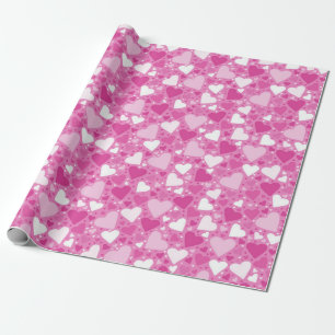 Papier Cadeau Coeurs blancs et roses Anniversaire