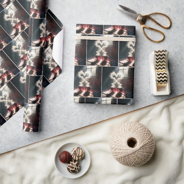 Papier Cadeau Coeurs café vapeur (Artisanat)