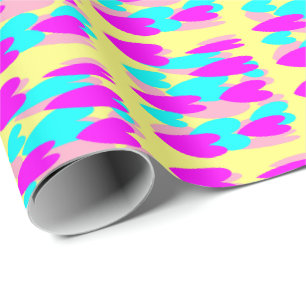Papier Cadeau Coeurs chaud rose bébé bleu moelleux jaune cadeau